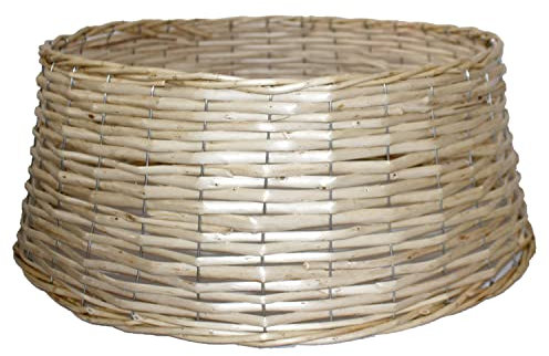 TIENDA EURASIA - Pie Arbol Navidad, Cubre Pie Arbol de Navidad Mimbre, Decoracion Navideña y Elegante, Cesta de Mimbre para Pie de Arbol de Navidad (Natural, 48 x 21 x 58 cm)