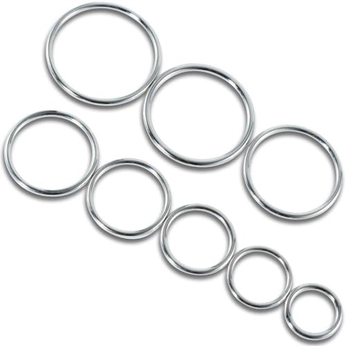 Kutocesy Edelstahl Penisring 7 Set?Cock Hodenring Keuschheitsring Männer Metall Cockring Dildo Ring Erwachsene Penis Stimulator Erotisch Sex Toys (7 Piece Set)