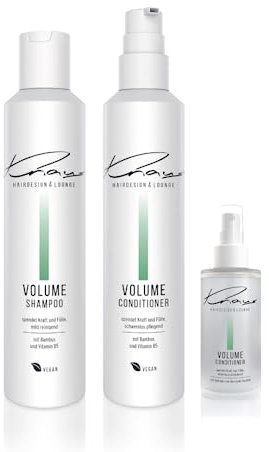 Knaus Hairdesign Volumen Set für feines und dünnes Haar - mehr festigeit und Glanz - Cleanser reparierendem Volumen-Boost B5 und Bambus Vitaminen 500ml VEGAN