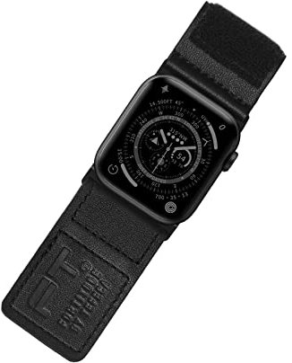 Tefeca Fortitude Serie Ultrawide Armband Kompatibel mit Apple Watch Ultra/Ultra2 Serie 9/8/SE2/7/6/SE/5/4/3/2/1(49/45/44/42mm S/M, Leder Schwarz)