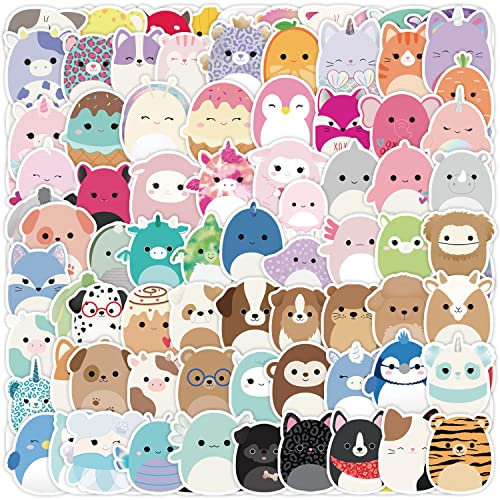 PRETTY SUNSHINE 100 Stück Kawaii Tiere Sticker Set, Aesthetic Anime Sticker Decals für Kinder, Wasserfest Vinyl Aufkleber für Laptop Handyhülle Koffer Helm Skateboard Snowboard Auto Fahrrad MacBook