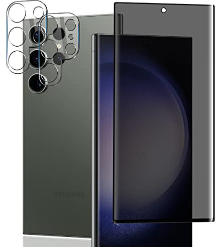 Yiunssy pour Samsung Galaxy S23 Ultra Verre Trempé Anti-Espion [1 Pièces]+ Caméra Arrière Protecteur [2 Pièces],9H Dureté/sans Bulles/Anti Rayures,Film Protection écran pour Samsung Galaxy S23 Ultra