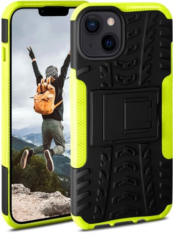 ONEFLOW Tank Case für Apple iPhone 14 Hülle Outdoor, stabile Panzerhülle mit Kamera und Display Schutz, sichere Handyhülle, TPU Handy Schutzhülle mit Ständer, Grün Schwarz