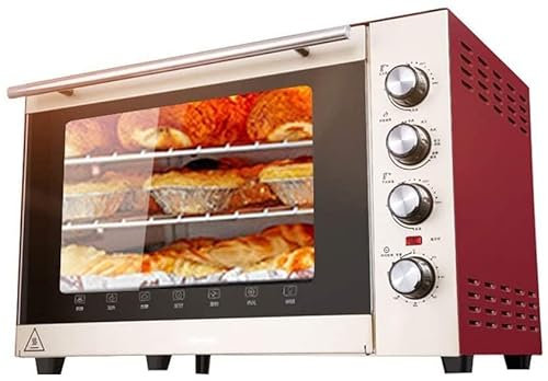 CAZARU Mini Four 70L avec réglage de la température 100-250℃ et minuterie 0-120 Minutes, Four à Porte en Verre à Trois Couches 1500W Four Rouge Code Produit : LXJ-70