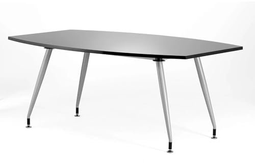 OPO Impulse Freestanding 1800/2400mm High Gloss Writable Rectangular Boardroom Table Cantilever Leg | Sturdy Build Weather & Heat Resistant Melamine Finish Meeting Table Black 1800