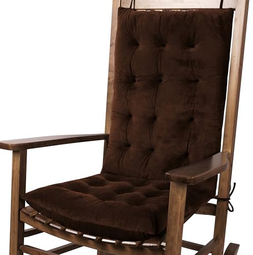 FlyGulls Schaukelstuhlkissen für den Innenbereich, Samt, hohe Rückenlehne und Sitzkissen, 2-teiliges Set, Braun