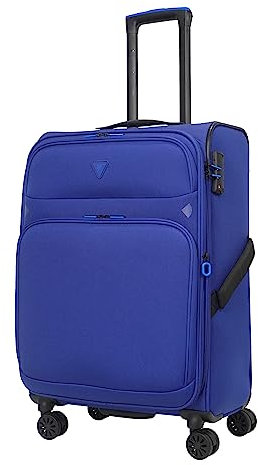 ABISTAB erweiterbar Weichschalenkoffer mittelgroß 68x43x26cm - Stoffkoffer Trolley, Reisekoffer mit 4 Rollen & TSA Schloss, Handgepäck Koffer, Blau