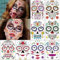 XINDY 8 Stück Halloween Tattoo Gesicht Tag der Toten Schminke Halloween Totenkopf Gesichtstattoo Aufkleber für Kinder Erwachsene Halloween Dia De Los Muertos Kostüm Damen Accessoires