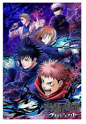 Poster decorativo da parete su tela, motivo: Jujutsu Kaisen, serie manga giapponese, per dormitorio, camera da letto, decorazione artistica da parete, per soggiorno, camera da letto, senza cornice, 60