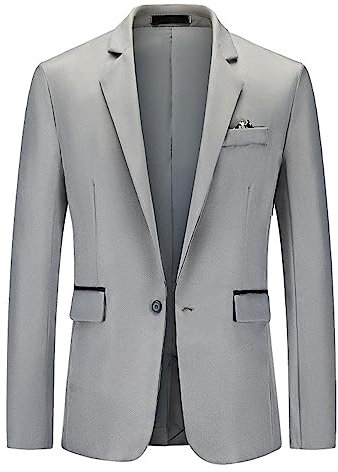 Blazer léger à carreaux pour homme - Coupe ajustée - Style décontracté - Pour mariage - Vert - Tailles S, M, L, XL, 2XL, 3XL, 4XL, 5XL, Gris, M