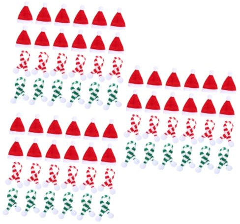 ABOOFAN 72pezzi Miniature Santa Hat and Scarf for Wine Bottles Christmas Decoration for Holiday Parties Festive Table Decor and