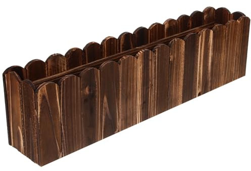 Angoily Holz Rechteckiger Blumentopf Übertopf Mini Holzzaun Vintage Pflanztopf Blumenkasten Pflanzkübel Pflanzgefäß Balkonkasten Kaktus Sukkulenten Topf Indoor Balkon Garten Landhaus Deko