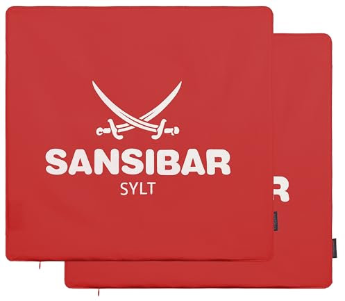 Sansibar Kissen Bezug 2er Set 45x45 cm Kissenhülle Zierkissen Dekokissen Sofakissen 100% Baumwolle Rot/Weiß