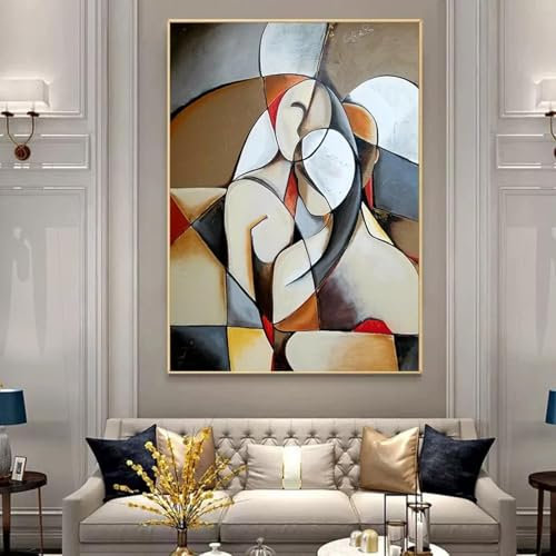 Artiste Picasso œuvres célèbres œuvres d'art abstraites femme de rêve peintures sur toile tableau mural vintage pour salon décoration de la maison 80x105 cm/31x41 in avec cadre doré Prêt à accrocher