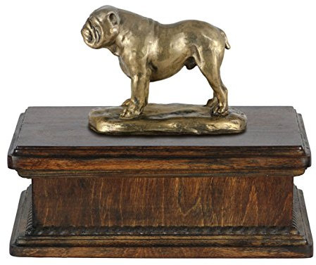 Art-Dog Custom Dog Mama Sitzende Statue Gedenkurne - Handgefertigte kaltgegossene Bronze auf Birkensockel - Urne für die Asche von Hunden - 24,5x29x21cm - 5l - Yorkshire-Terrier