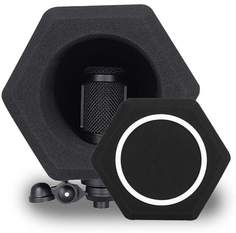 Luxelushet Professioneller Mikrofon-Isolierschutz, hervorragende Geräuschunterdrückung, mit Anti-Pop-Filter und schallabsorbierendem Schaumstoff, hohe Dichte, Aufnahme in Studioqualität