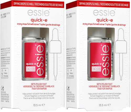 Essie Top Coat quick-e, Schnelltrocknungstropfen mit Pipette, Schutz und Glanz, Transparent, 13,5 ml (Packung mit 2)