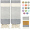 MOMOMUS Pack von 2 Fouta XL oder Strandhandtuch Baumwolle 100% - Saugfähig, Ultraweich, Kompakt - Ideal als Strandtuch, Hamamtuch und Saunahandtuch - Grau, 90x180cm