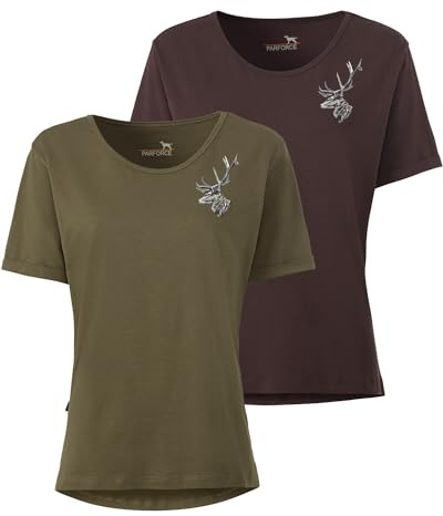 Parforce Damen T-Shirts 2er-Pack Braun/Oliv, L