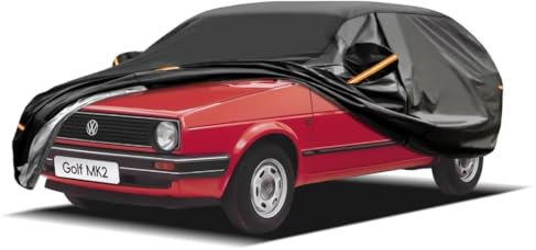 GUNHYI Auto Abdeckplane Wasserdicht Passend für Golf 3 türer MK2(1983-1991), 7 Schichten Vollgarage Autoabdeckung Autoplane für Regen Sonne Staub Schutz,Mit Baumwollfutter und Reißverschluss.