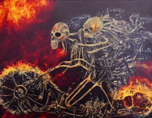 ZHAOSHAN Leinwandbilder, Poster, 58 x 90 cm, ohne Rahmen, Ghost Rider Heat Hell Demons
