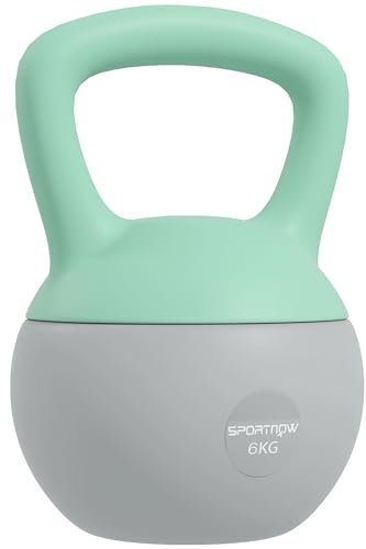 SPORTNOW Soft Kettlebell, 6kg Kettle Bell with Non-Slip Handle for Home Gym Weight Lifting and Strength Training, Grey and Green