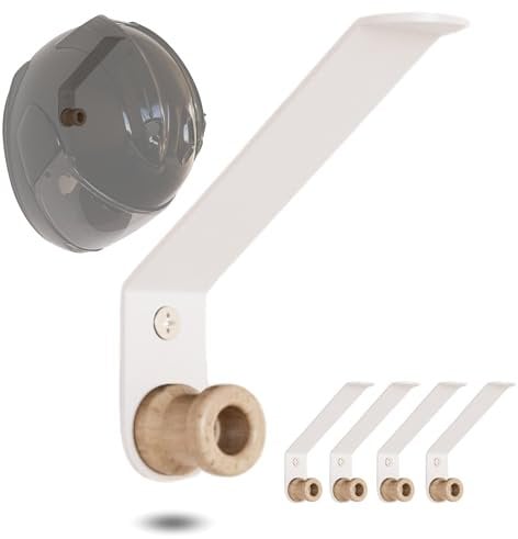 LUFLIPS. Support Casque Mural en Métal, Porte Moto et Rangement Pour Veste. Élégant et Résistant (4, Blanc)