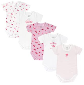 Chicco, Body Neonato e Neonata, Set di 5 Body a Maniche Corte 100% Cotone, Unisex Bambino e Bambina 0-24 Mesi, Designed in Italy