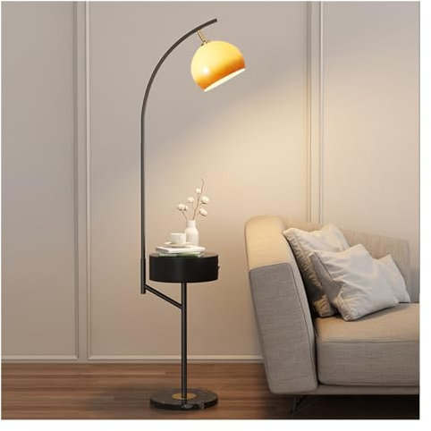 lamp Floor Lamp Adjustable Floor Lamp with Coffee Table, Modern Standing Lamp with Wireless Charger and USB Charging Ports, Creative Floor Lamp for Living Room Bedroom Office Standing Lamp(Black) lamp