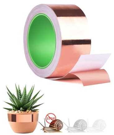 NETONDA Kupferband Gegen Schnecken Schneckenschutz 50mm × 20m Schneckenband Kupfer Schneckenabwehr Kupferband Selbstklebend EMI Kupferfolienband Schneckenzaun Kupfer für Hochbeet Pflanzen
