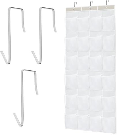 Zapatero de Tela Detrás de la Puerta 24 Bolsillos Organizador de Zapatos para Puerta Zapatero Dentro de Armario Colgante con 3 Ganchos, Zapatero Puerta Over Door Storage para Dormitorio Baño Armario