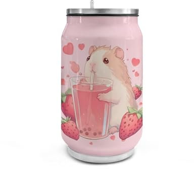 Yexignaon Bonita botella de agua aislada con pajilla a prueba de fugas, de acero inoxidable, reutilizable, para la escuela, reutilizable, para bebidas calientes, 300 ml