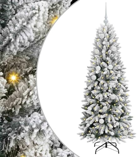 vidaXL Künstlicher Weihnachtsbaum mit 150 LEDs mit Ständer Weiß 150 cm, Moderner Weihnachtsbaum, kegelförmiger Dekor, Flexibles LED-Licht, USB-betrieben, festlicher Innenschmuck