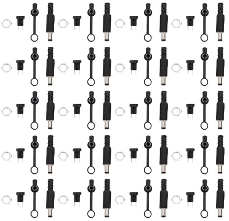 Dc Steckersatz mit Lötanschluss 36 Stück für Computer Audio | 5,5 Wasserkappen, Dc-022b 5,5x2,5, Abs Schwarz, Einfach Anzuschließen