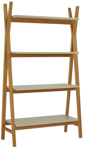 Anton Bücherregal in Hellgrauer Eicheoptik, 99 x 40 x 179 cm, mit 4 offenen Fächern, im skandinavischen Design für Wohnzimmer und Home Office