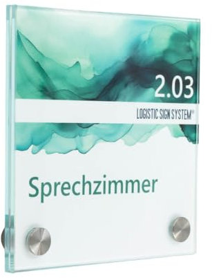 Logistic Sign System Türschild Glas Vitrum B (130/130 mm B2)