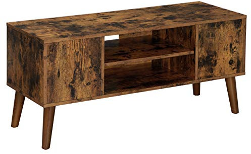 VASAGLE Retro TV Stand for Televisions up to 42 Inches, Mid-Century Modern Entertainment Center, 43.4”, Rustic Brown