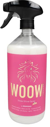 HOOFGOLD WOOW Mähnenspray für Pferde – Glanzspray & Schweifspray mit Wow-Effekt – Leichtkämmspray für Mähne & Schweif – Extra Pflege für Friesen, Tinker, Haflinger – ADMR-konform – 1000 ml