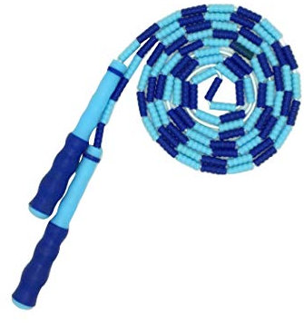 newrong - Cuerda de salto con cuentas segmentada, mango antideslizante, color azul