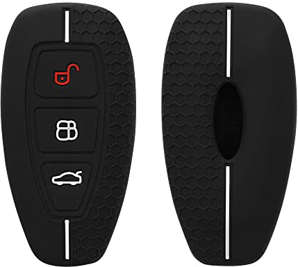 kwmobile Schlüsselhülle für Ford 3-Tasten Autoschlüssel Keyless Go Hülle - Autoschlüssel Schlüssel Hülle aus Silikon - Schlüsseletui in Schwarz Grau