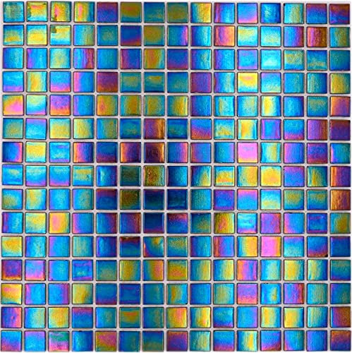 Glas Perlmutt Mosaikplatte Gloss iridium schwarz 10 Matten