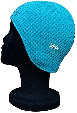 CHEX Como Waffle Bubble Pimple Effect Solo Color Sólido Señoras Clásico Retro Natación Sombrero Gorro de Natación Tamaño Medio Adultos (Verde Oscuro)