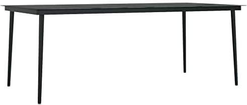 vidaXL Garten Esstisch Gartentisch Terrassentisch Balkontisch Gartenmöbel Outdoor Tisch Außentisch Schwarz 200x100x74cm Stahl Glas