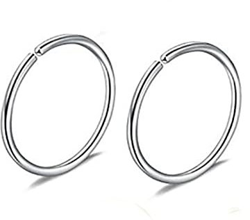 KnBoB Piercing Oreille Acier Inoxydable Femme, Percing A La Langue Sexy 20G 0.8MM 2Pcs Argent avec Forme Ronde et Style de Mode