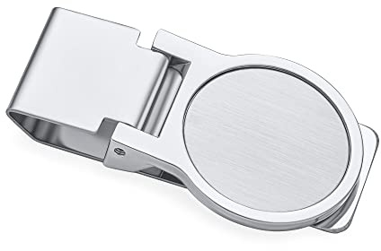Personalizada Grande Ancha Fuerte Círculo Redondo Simple Doblar Con Bisagra Estilo Hombres Clip Para Dinero Tarjetero Para Hombres Adolescentes Padre Plata Tono Acero Inoxidable Personalizable
