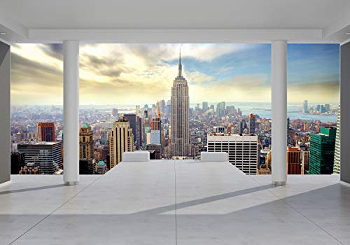 decomonkey Premium Fototapete New York 350x256 cm XL Tapete Fototapeten Vlies Tapeten Vliestapete Wandtapete moderne Wandbild Wand Schlafzimmer Wohnzimmer Stadt City Architektur