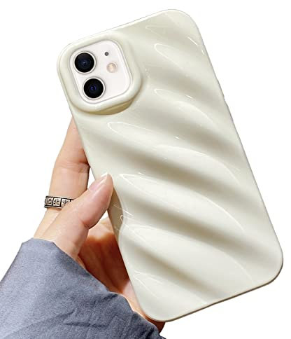 RALEAVO Compatible with iPhone 11 (6.1) Case for Girls,Cute Wave Shape Design Soft Silicone Case for iPhone 11-Beige