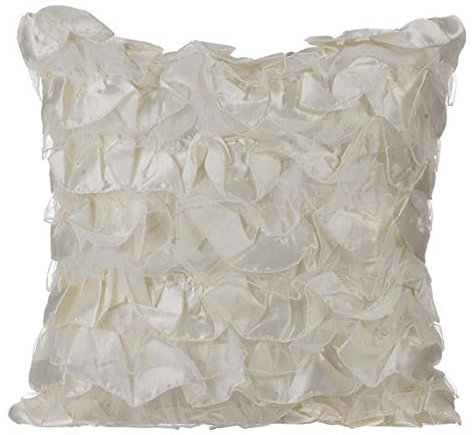 The HomeCentric Handgefertigt Elfenbein Shams, Vintage Style Ruschen Shabby Chic Kissen Shams, 2 Stück, 60x60 cm Kissen Schein, Satin Kissen Shams - Vintage Heaven