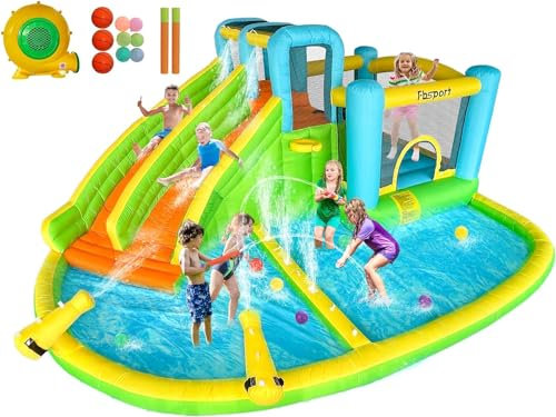 bouncy castle with pump extra large bouncy castle with slide 545 x 365 x 218 cm children's inflatable bouncy castle for adults/children,green