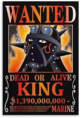 Anime One Piece Wanted Poster King Bild Druck Leinwand Poster Wandfarbe Kunst Poster Dekor Moderne Heimkunstwerke 30 x 45 cm